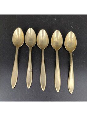 Dirigold Regal Teaspoon Set 5 Dirilyte Alloy Gold Satin Flatware Smooth 6"